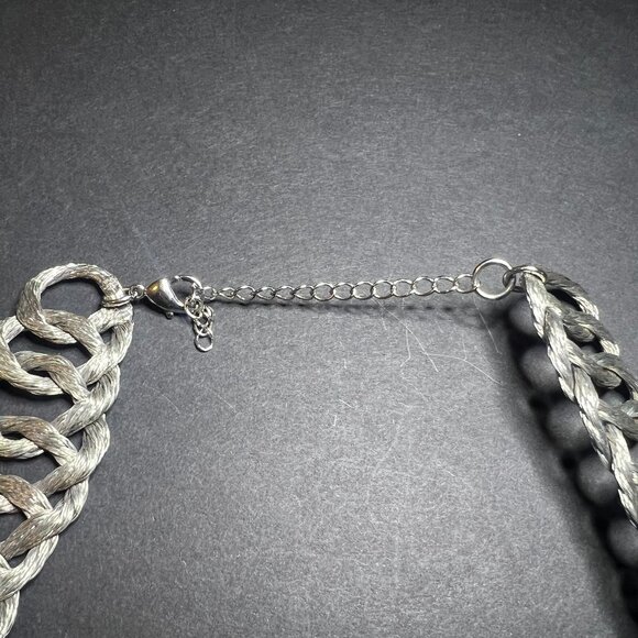 Unique Artisan Handcrafted Industrial Style Metal Wire Braided Looped Necklace - Picture 3 of 4